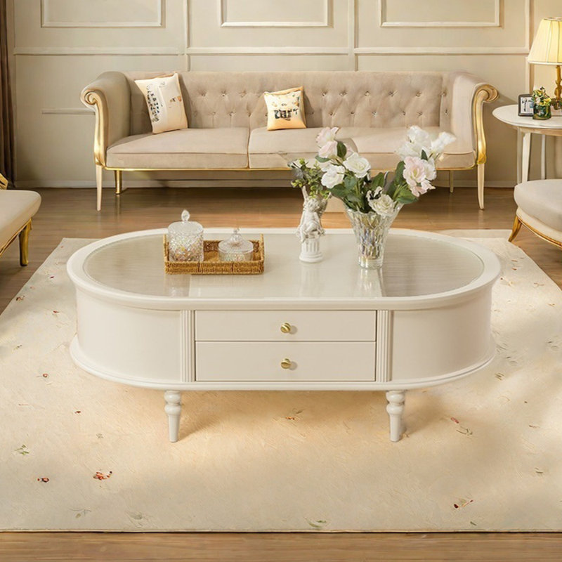 Table basse de style crème, H 18,89 po x L 51,18 po x l 27,55 po