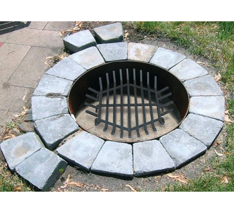 Round Stainless Steel Fire Pit Log Grate with Charguard, 8" H x 36" W x 36" D