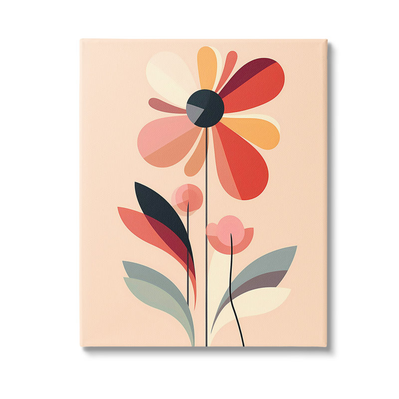 "Retro Abstract Bloom" par Walker Noble sur toile, H 48 po x l 36 po