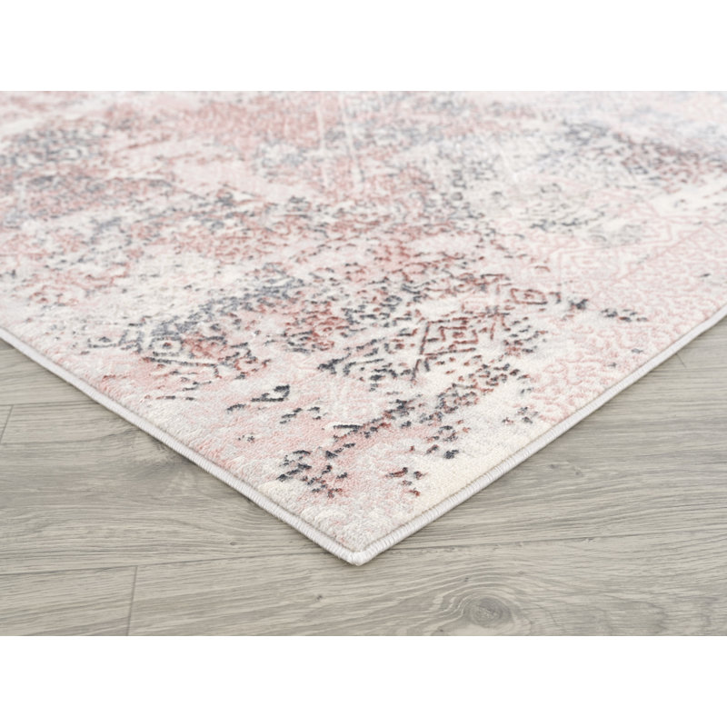 Tapis décoratif rose abstrait Tarpley, Rectangle de 5 pi x 7 pi 6 po
