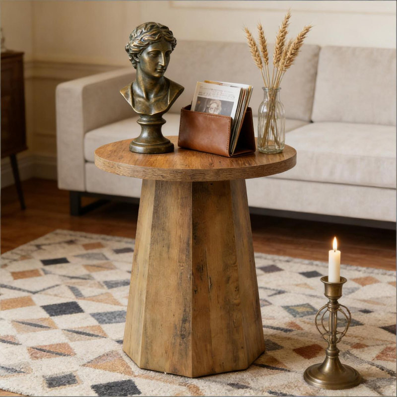 Table basse en bois, petite table de bout, table d'appoint, table de lecture ronde