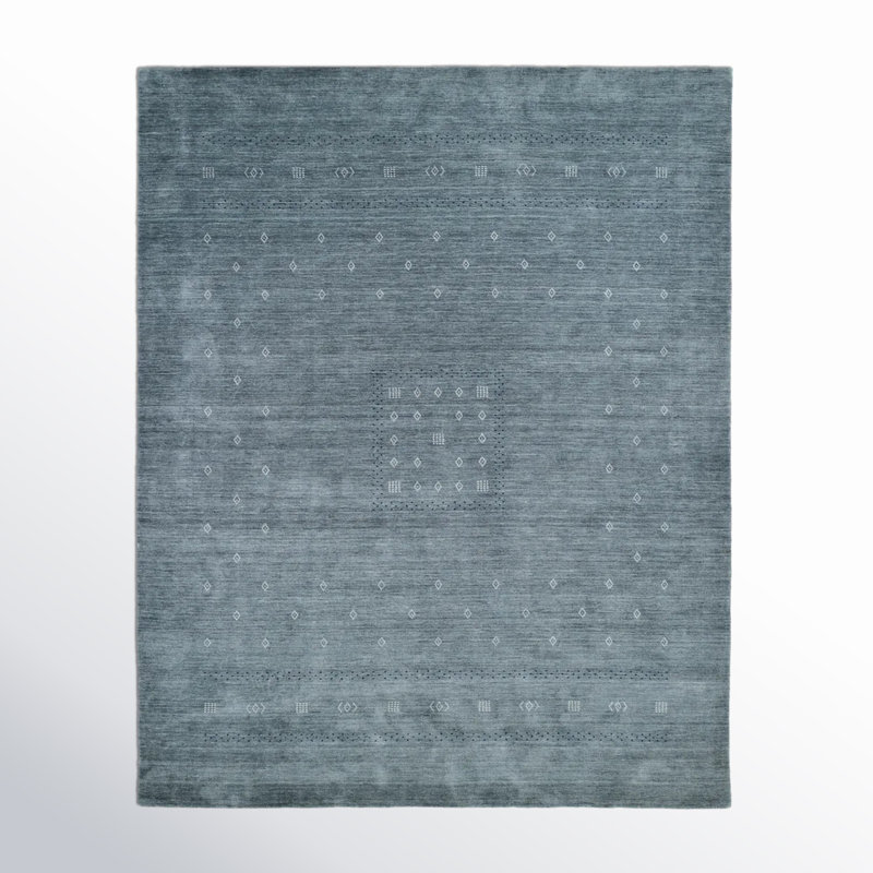 Simi Hand Knotted Cotton/Wool Southwestern Area Rug, Slate, Rectangle 4' x 6'