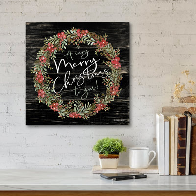« Une très joyeuse couronne de Noël »-reproduction sur toile tendue
