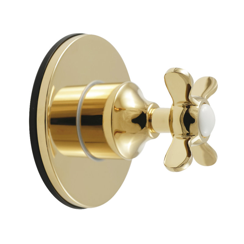 Valve de dérivation à six poignées à poignée simple Essex Kingston Brass avec ensemble de garniture ronde, Laiton poli
