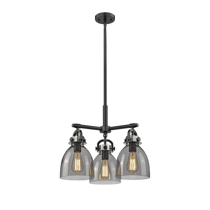 Luminaire suspendu sur tige 7 lumières Sloatsburg, Plaqué couleur fumée, Noir mat