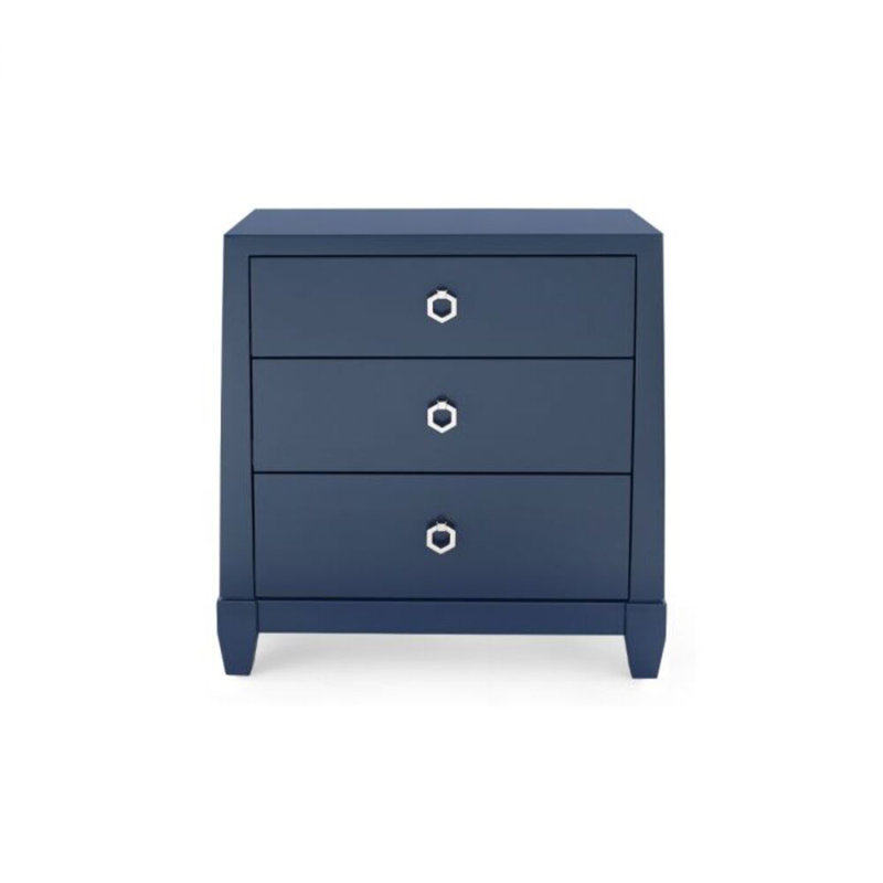 Madison 3 - Drawer Nightstand, Navy Blue Lacquer