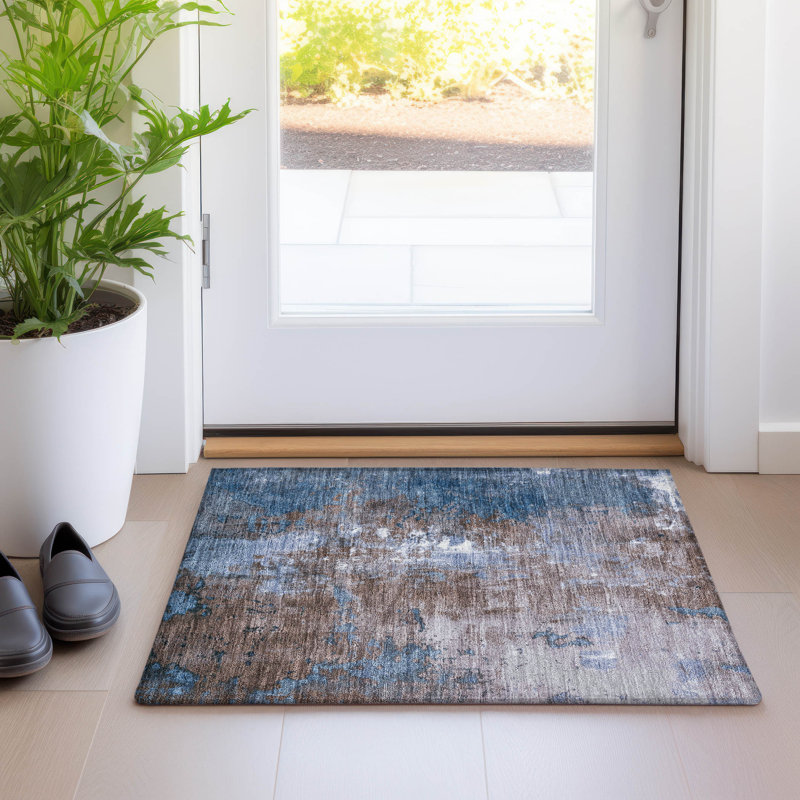 Machine Washable Indoor/Outdoor Xhevrie Brown Rug, Rectangle 1'8" x 2'6"