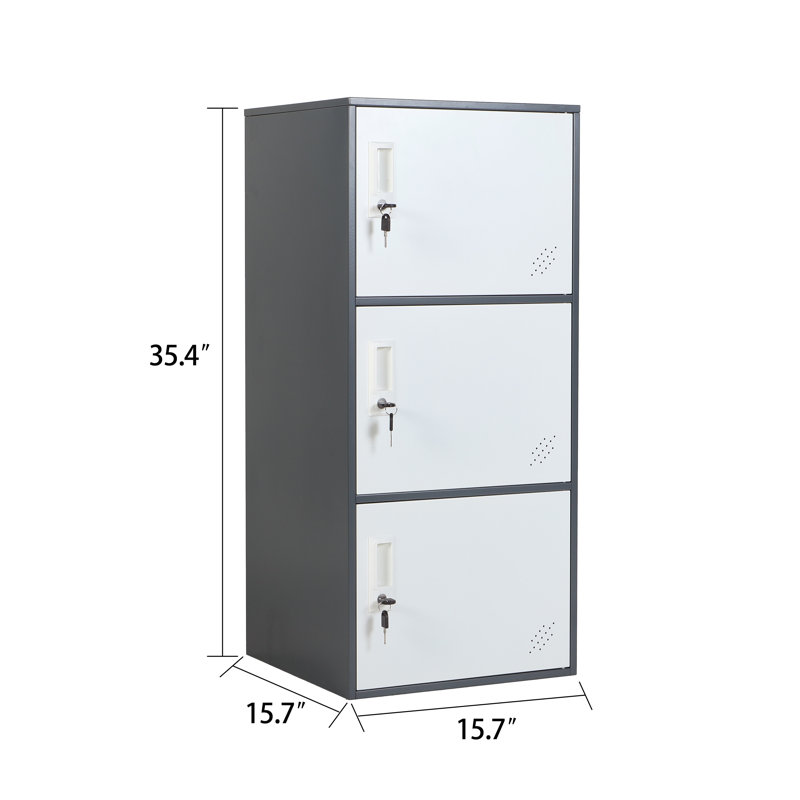 3 Door Vertical Stackable Storage Cabinet With Lock,Anti-Failing Device, Metal Lcoker,Organizer For Office, Home, Gym, School