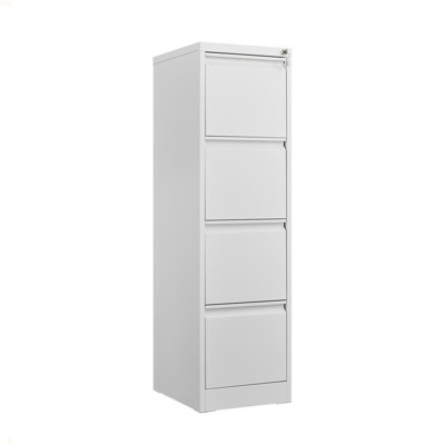 4 Drawer File Cabinet With Lock Metal Vertical File Storage Cabinet Office Home Steel Vertical File Cabinet For A4 Legal/Letter Size Narrow File Cabin by Latitude Run
