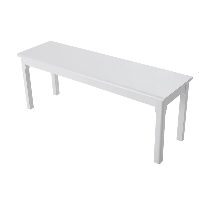 47.2“ Solid Rubber Wood Dining Bench Entryway Bench Rustic Table Seating, White