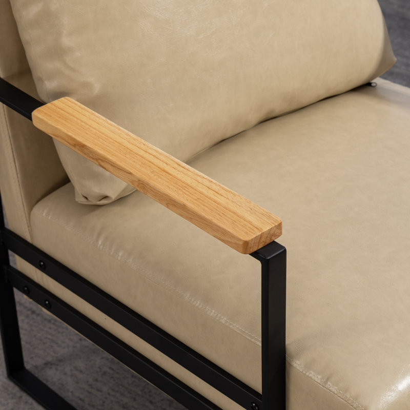 Chaise d'appoint en cuir pour salon, fauteuil de style Mid-Century pour chambre à coucher