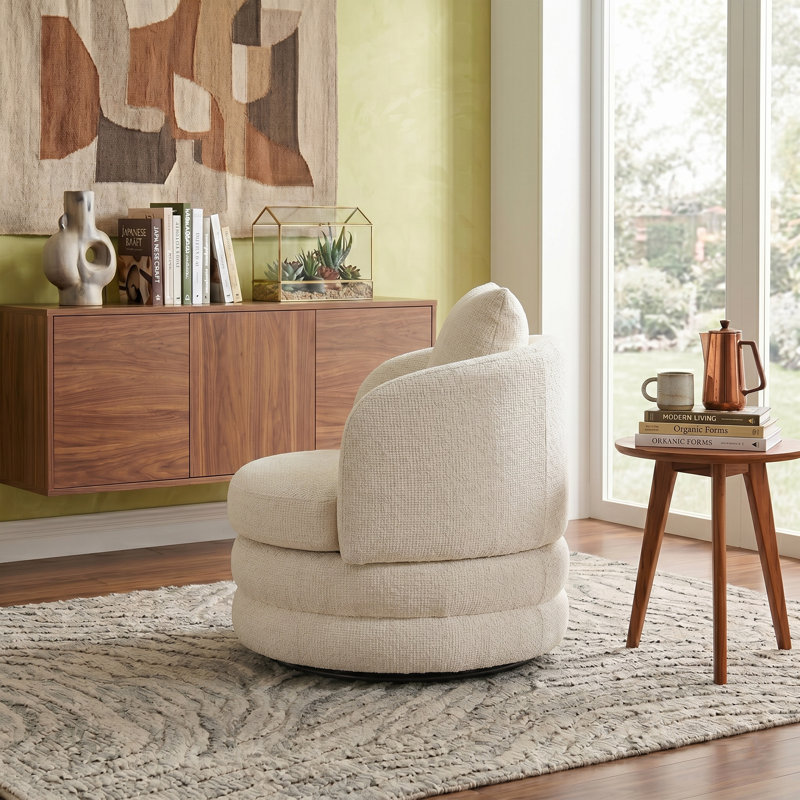 Comfortable 360-degree Rotating Barrel-shaped Sofa Chair, Beige