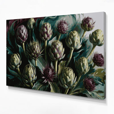 Vegetables Artichoke Flowers Green Canvas Wall Art