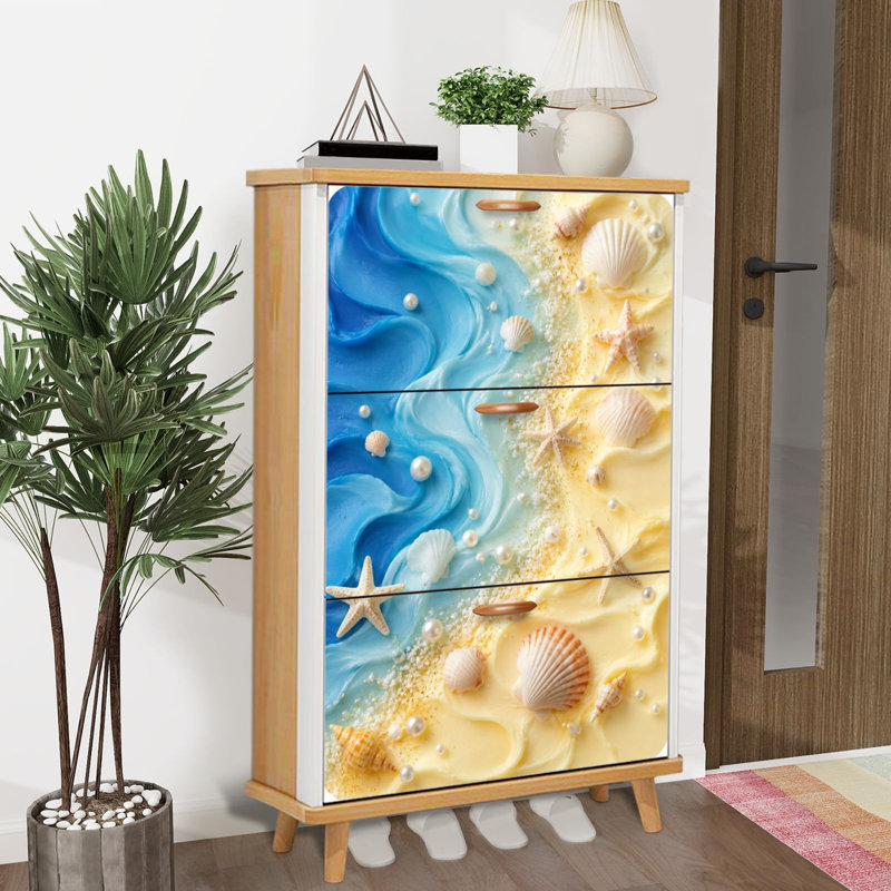Armoire de rangement pour chaussures avec 3 tiroirs rabattables pour coquillages