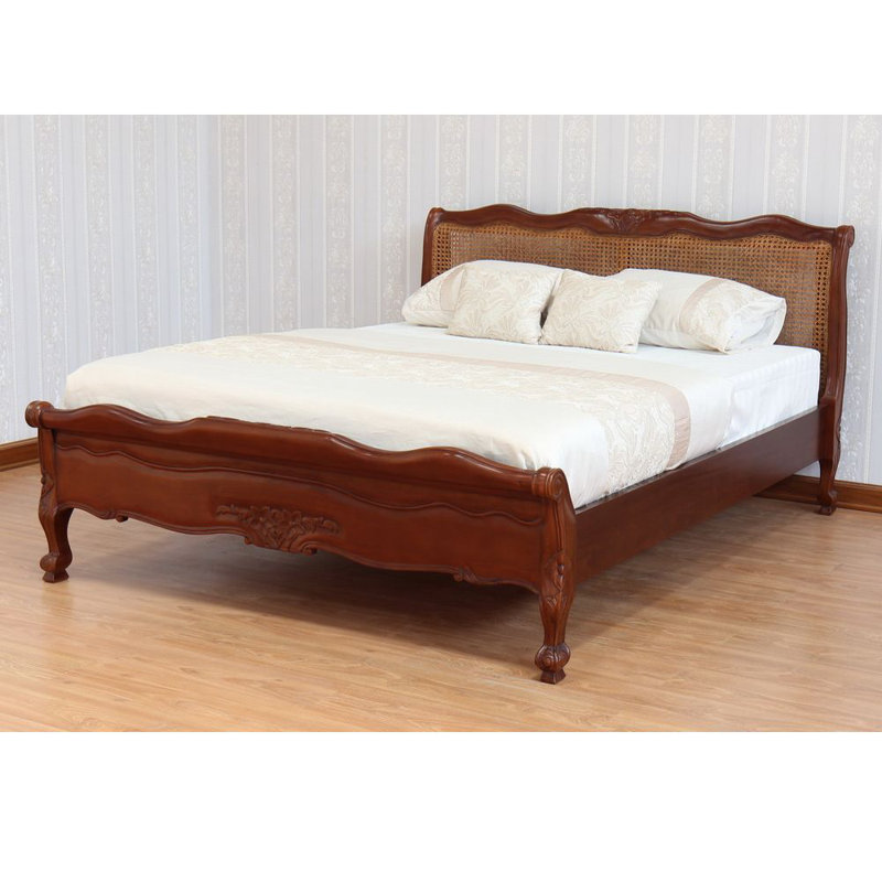 Mitton Solid Wood Bed, Brown, Double (4'6)