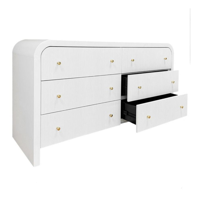 Commode à six tiroirs, Blanc