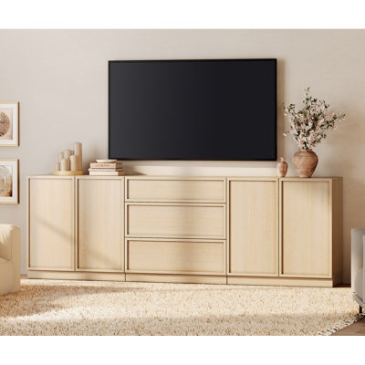 Modern TV Stand for TVs Up to 100", 3-in-1 Entertainment Center TV Console with 3 Drawers and Adjustable Shelves