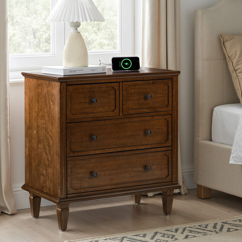 Commode d'appoint 4 tiroirs Amberlyn, Noyer