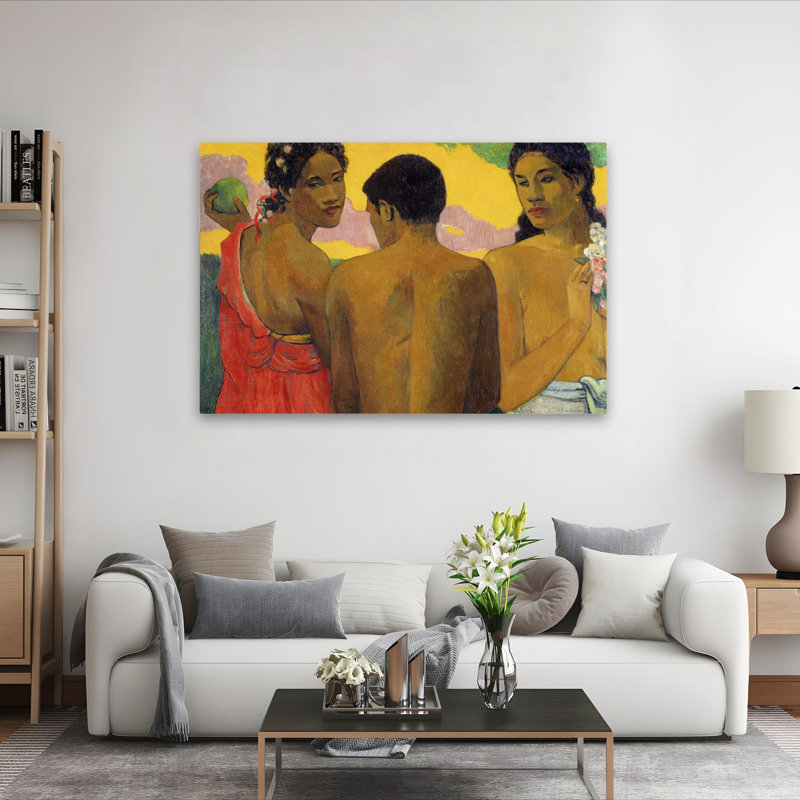 Trois tahitiens - musée post-impressionniste, H 40 po x l 60 po