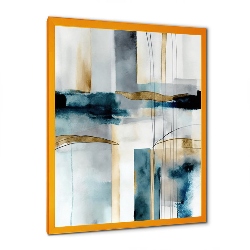 «Abstract Transitional Modern Shapes IV», reproduction sur toile, L 30 po x H 40 po, Impression dorée sur toile encadrée