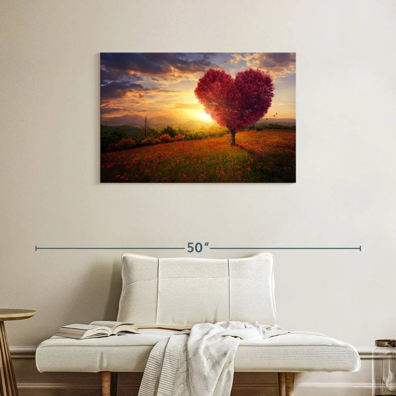 Harnek Heart Shaped Red Tree, 24" H x 36" W
