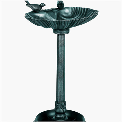 Outsunny 32" Antique Bird Bath with Pedestal Flower Planter Base, Vintage Style Decorative Birdbath, Bird Feeder Bowl & Planter Decoration Yard Statue, Bronze