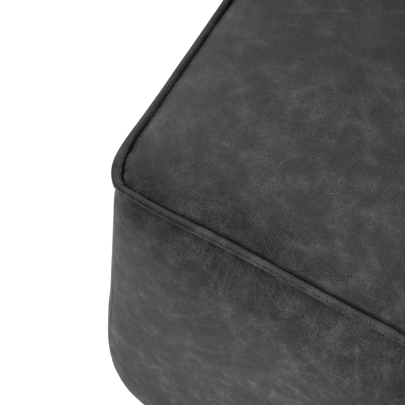 Black Pu Leather Footrest - Sleek And Contemporary For Living Area Modern Square Faux Upholstery Practical Design, Black