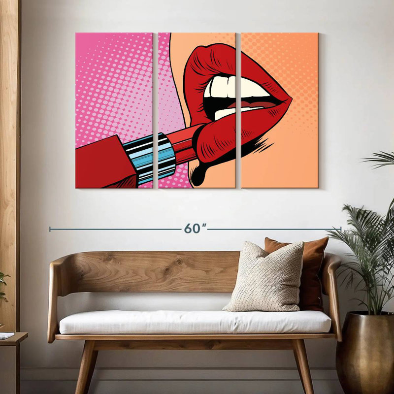 Caricature des lèvres rouges, H 32 po x l 50 po