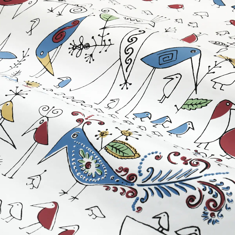 Aviary Wallpaper, Black/Blue/Red