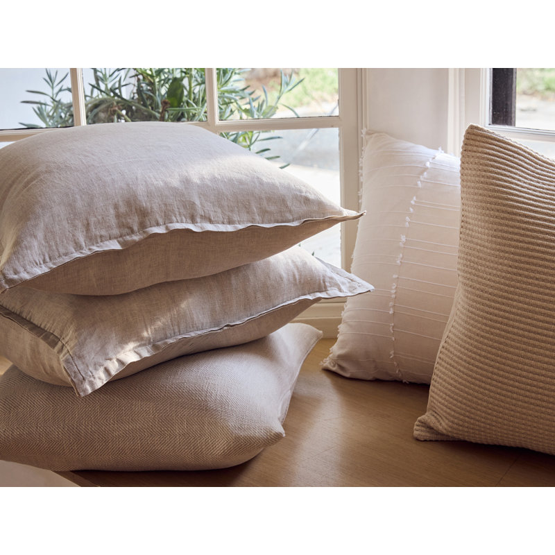 Linen Pillow Cover, Natural Chambray, Square 22"