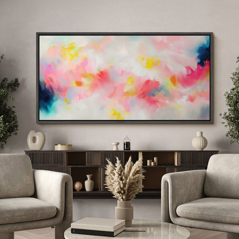 Art moderne abstrait vibrant, H 30 po x l 60 po, Noir, noir, noir, noir