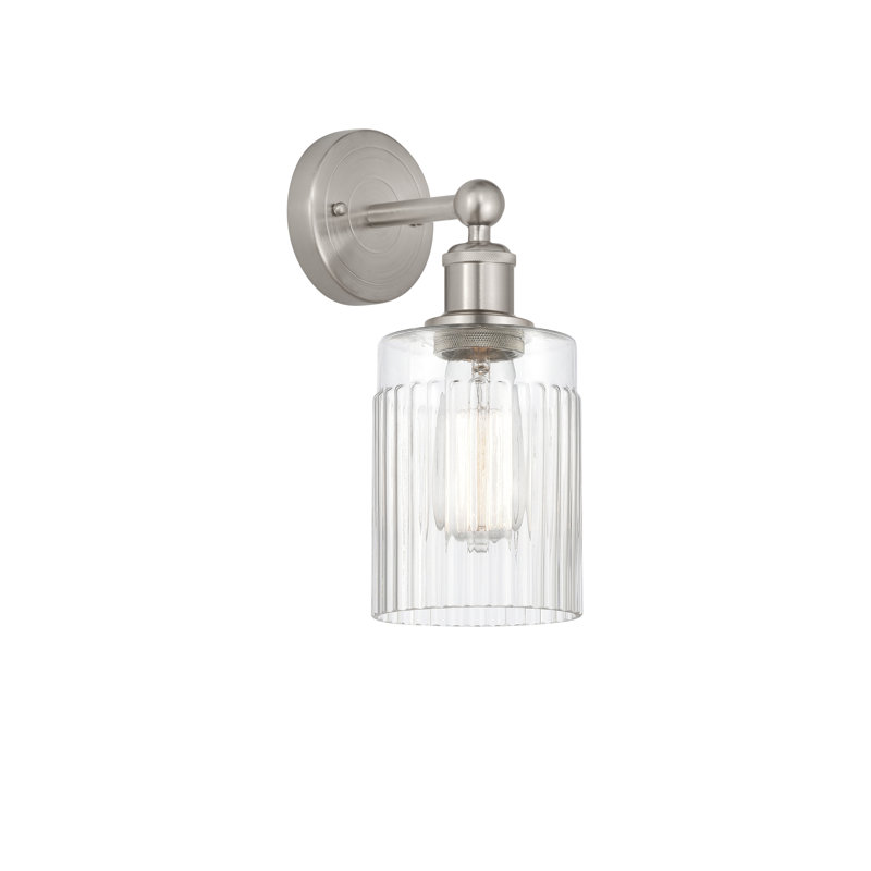 Applique murale à bras 1 lumière Kamena, Transparent, Nickel satiné brossé