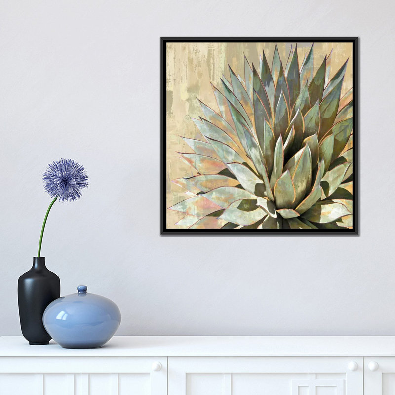 «Succulent I», impression sur toile, H 26 po x l 26 po x P 1,5 po, Toile avec cadre noir, Pas de tapis