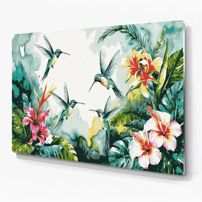 Colibri hawaïen, art mural en métal beige, H 8 po x l 10 po
