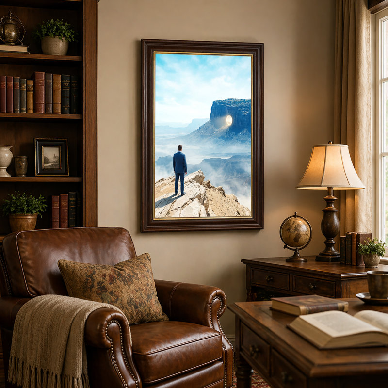 "Man in Blue suit" Glowing portail sur toile Rocky Mesa, art mural, 24"H x 16"W