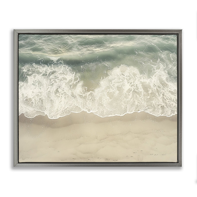 Art mural sur toile flottante, vagues aériennes, H 25 po x l 31 po, Cadre flottant gris lustré