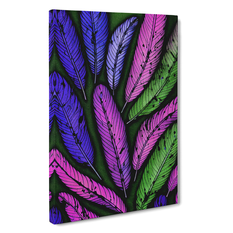 Painted Feathers No.1 - Wrapped Canvas, 50cm H x 35cm W x 3cm D