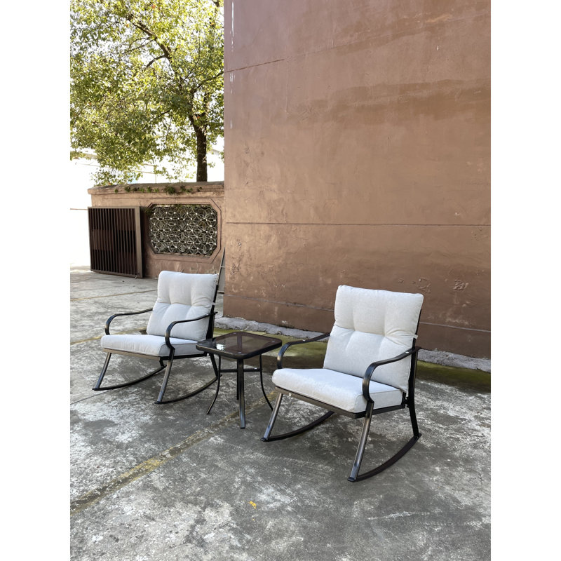 Ensemble de chaise à bascule et fauteuil, Blanc cassé