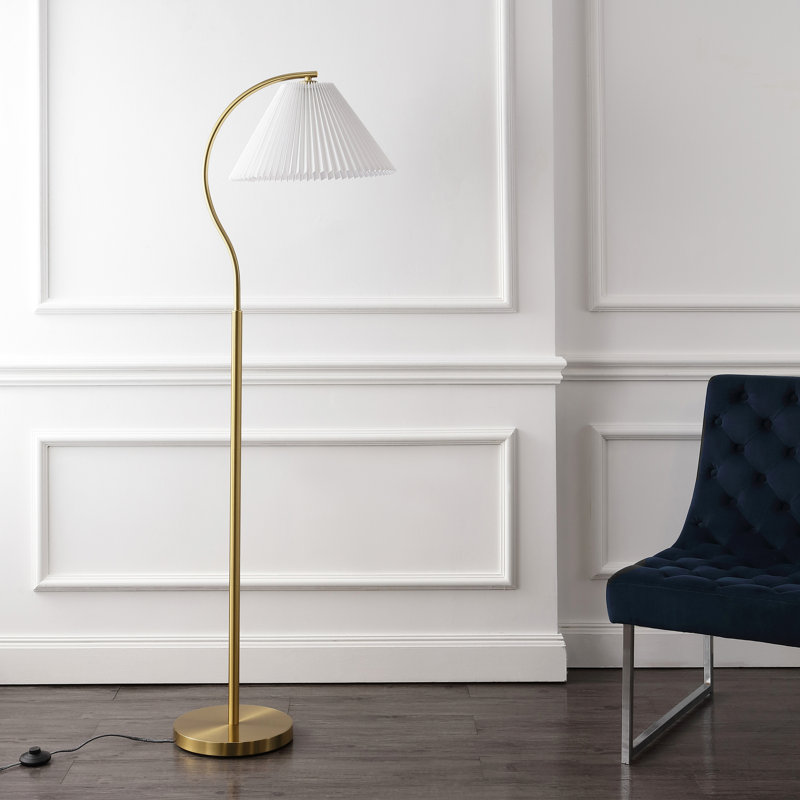 Lampe sur pied arquée en métal avec abat-jour plissé Shynel