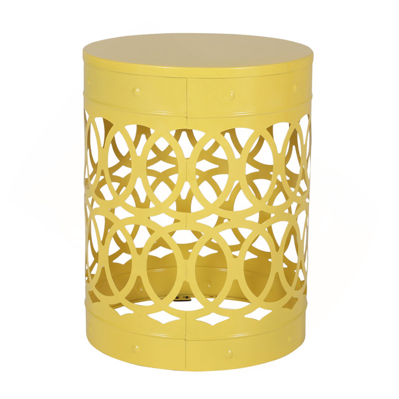Large Outdoor Metal end Table, Yellow