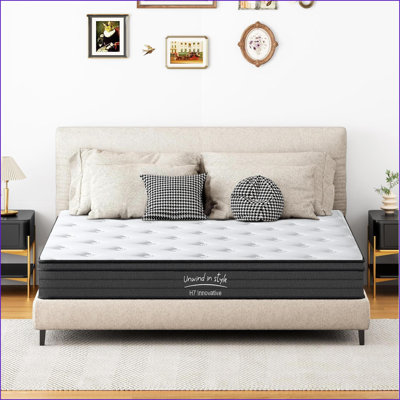 Mattress, 10 Inch Queen Medium Firm, Cooling Memory Foam, Individually Pocketed Innersprings | White | Foam+Spring