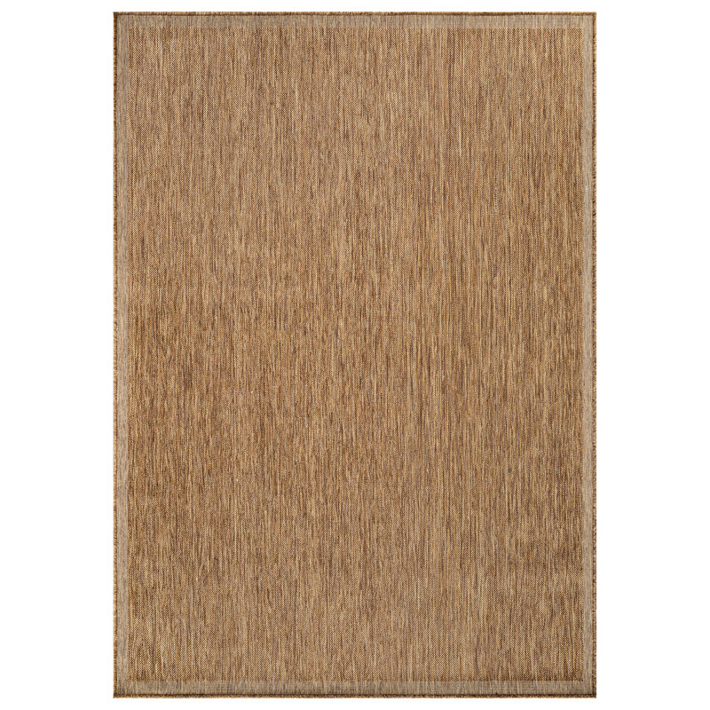Border Sand/Natural Easy-Care Jute-Style Indoor/Outdoor Flat Woven Area Rug, Sand, Rectangle 7'10" x 10'