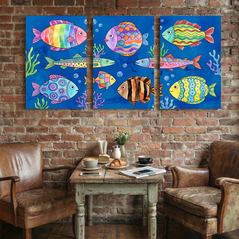 Animaux, ensemble de 3 reproductions d'art sur toile, H 24 po x l 48 po