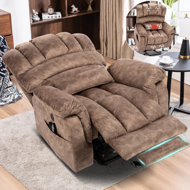 Meetwarm Oversized Dual Motor Power Lift Chair With Extended Footrest For Big Tall Elderly, Infinite Position Lay Flat Sleeper Electric Recliner, Heat Massage, Lumbar Pillow, Usb & Type-C Ports