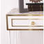 Console avec pieds en métal et base en bois de couleur blanche, 47 po Profondeur, 14 largeur, 35 hauteur, pieds, base, 45,83 13,86 35,45