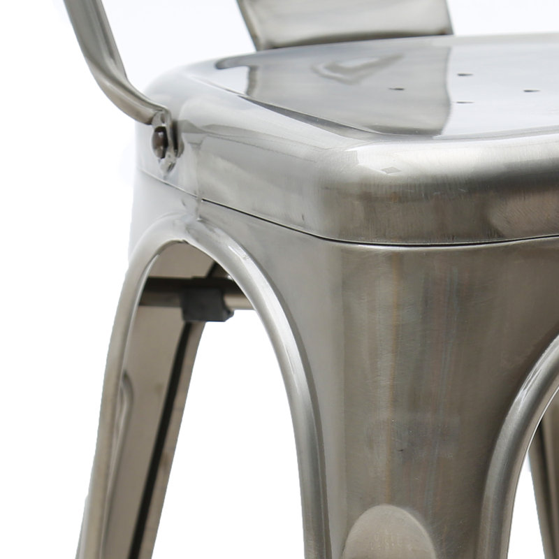 Bourdeau 43cm H Metal Slat Back Stacking Side Chair, Steel