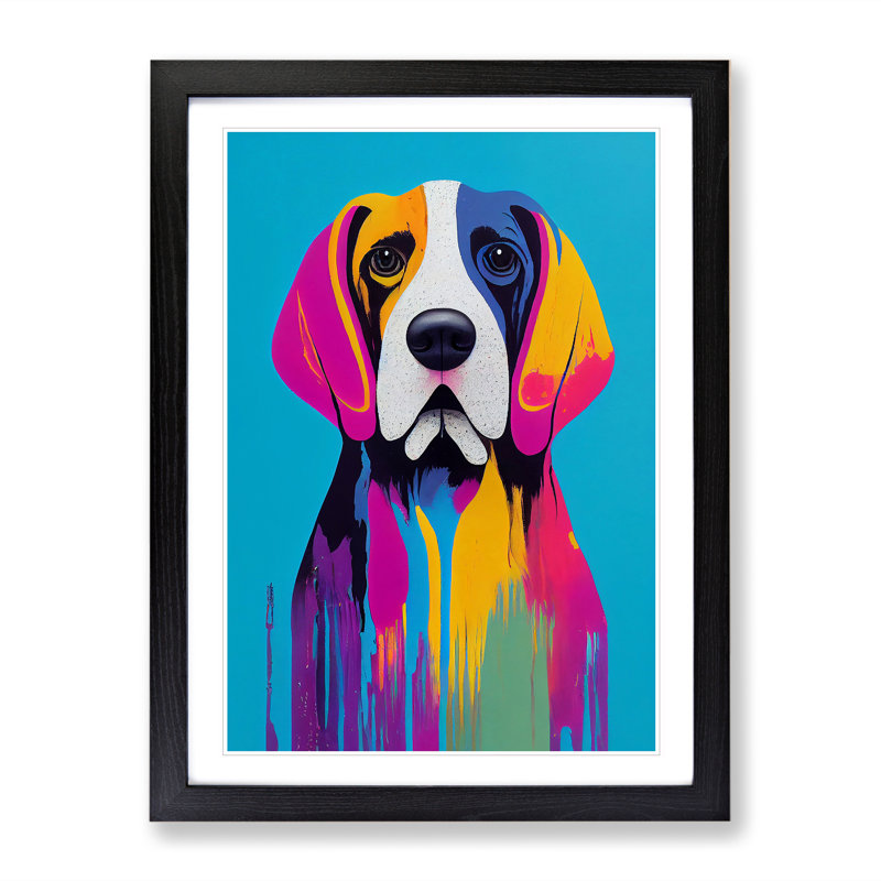 Dripping Dog No.5 Abstract - Single Picture Frame Print, Black, 46cm H x 34cm W x 2cm D