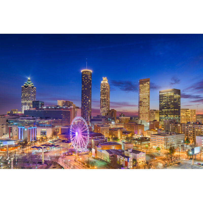 Atlanta, Géorgie, États-Unis, Dawn Skyline - Photographie sur toile tendue, H 32 po x l 48 po