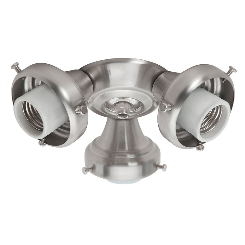 3-Light Branched Ceiling Fan Light Fitter, Brushed Nickel