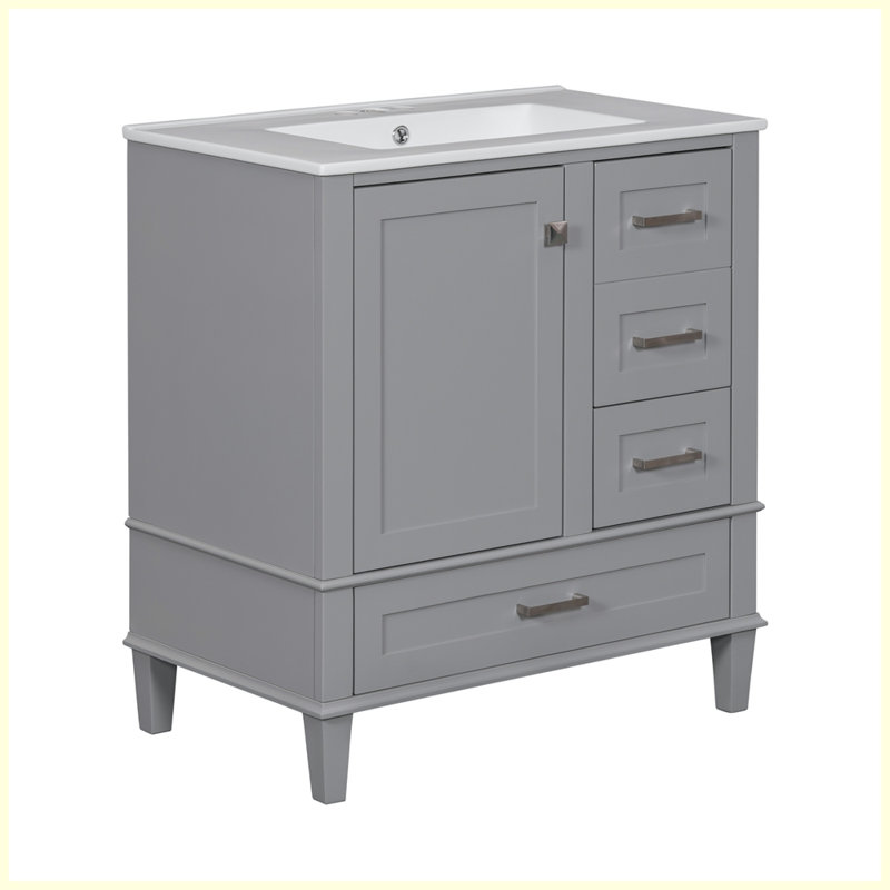 Ensemble d'armoire de salle de bain moderne avec évier, Gris